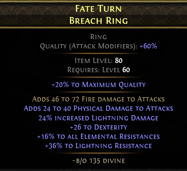 Final 60% Quality Triple Elemental Damage Breach Ring