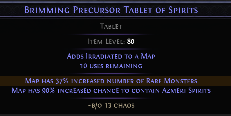 Tablet with extra Rares and Spirits.