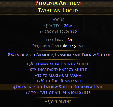 A finished, high-value +2 minion skill level Focus.
