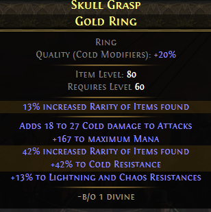 A finished, high-value Gold Ring for a minion build.