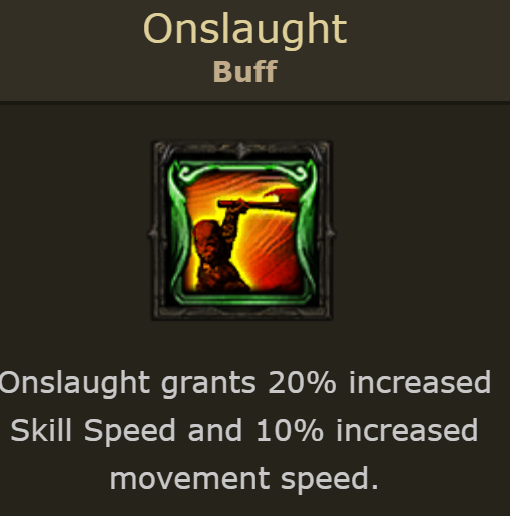 Onslaught buff effect, showing increased speeds.