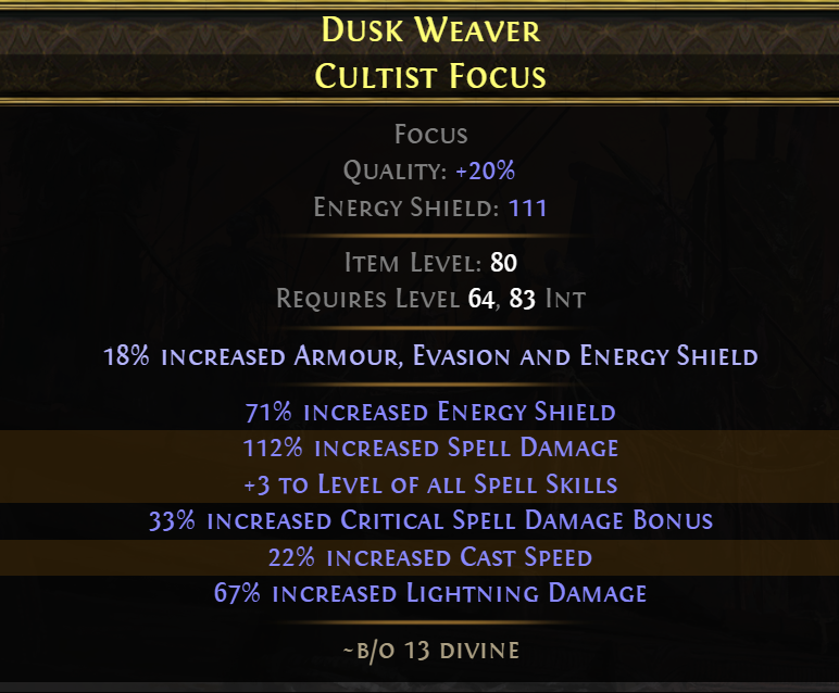 A finished, high-value +3 spell skill Focus.
