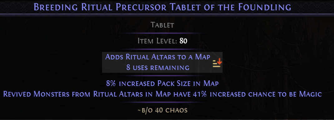 Ritual Tablet setup for pack size