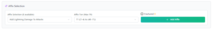 Step 3: Specify the desired affix and tier.